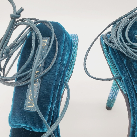 Tamara Mellon rhinstones embellished velvet pillow top Comet heels - Picture 7 of 16